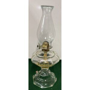 Clear Glass Oil Lamp Hurricane Lamp Farmhouse 18 Inches Tall 6 Inches Wide